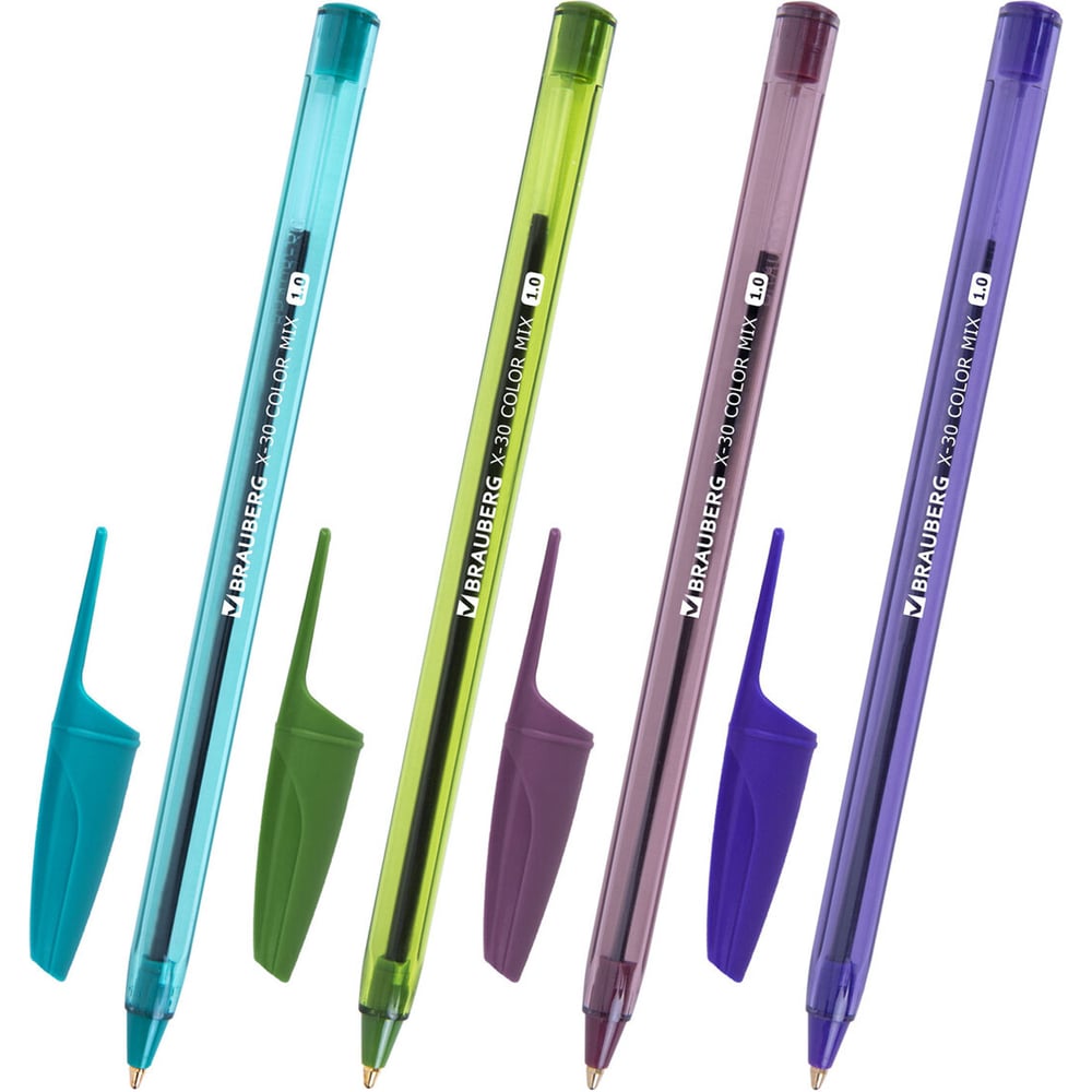 Изображение товара Шариковая ручка BRAUBERG X-30 COLOR MIX, синяя, 50 шт