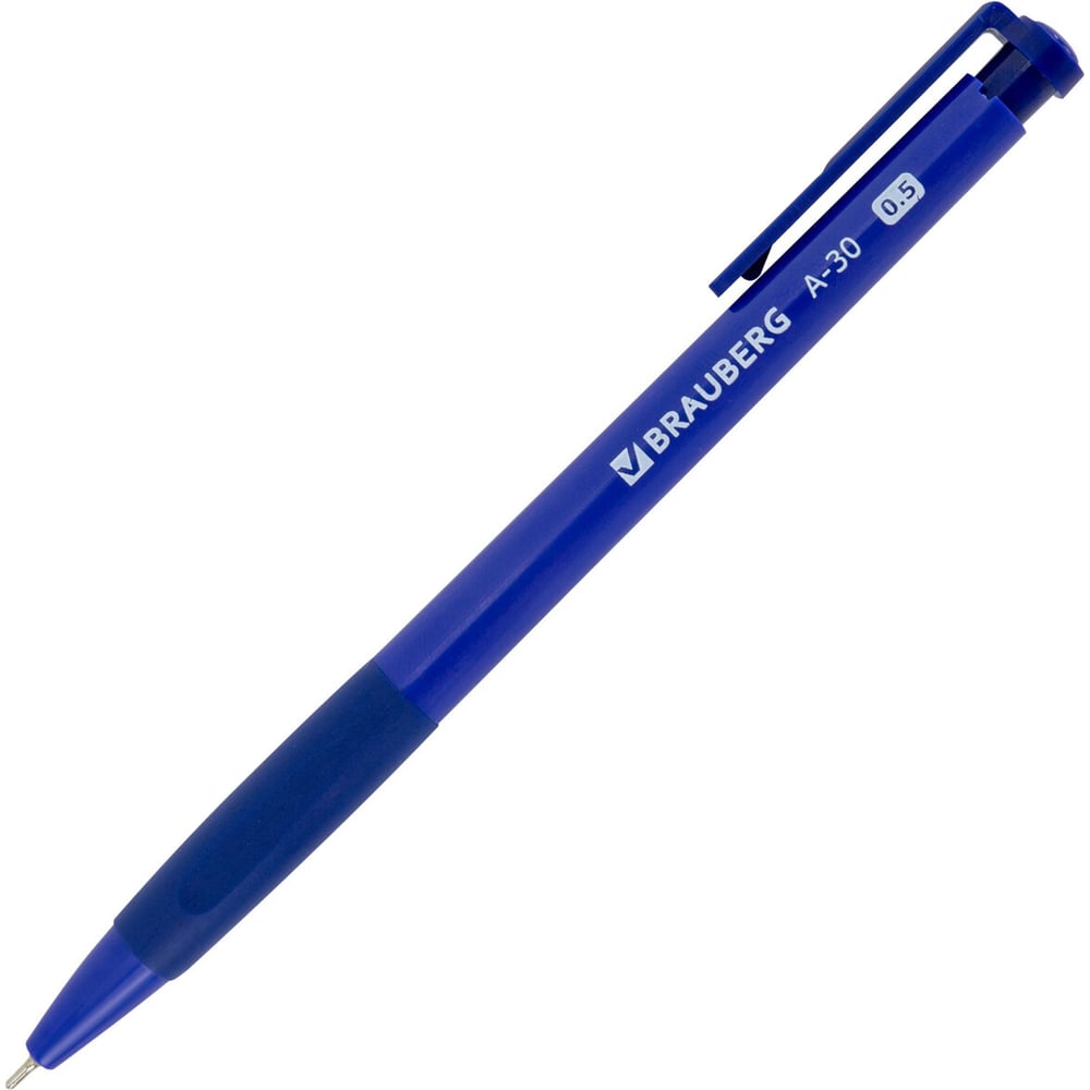 Изображение товара Ручка шариковая BRAUBERG автомат мягкое письмо WRITING 3.0, A-30, СИНЯЯ, линия 0.25 мм, 50 шт 144339