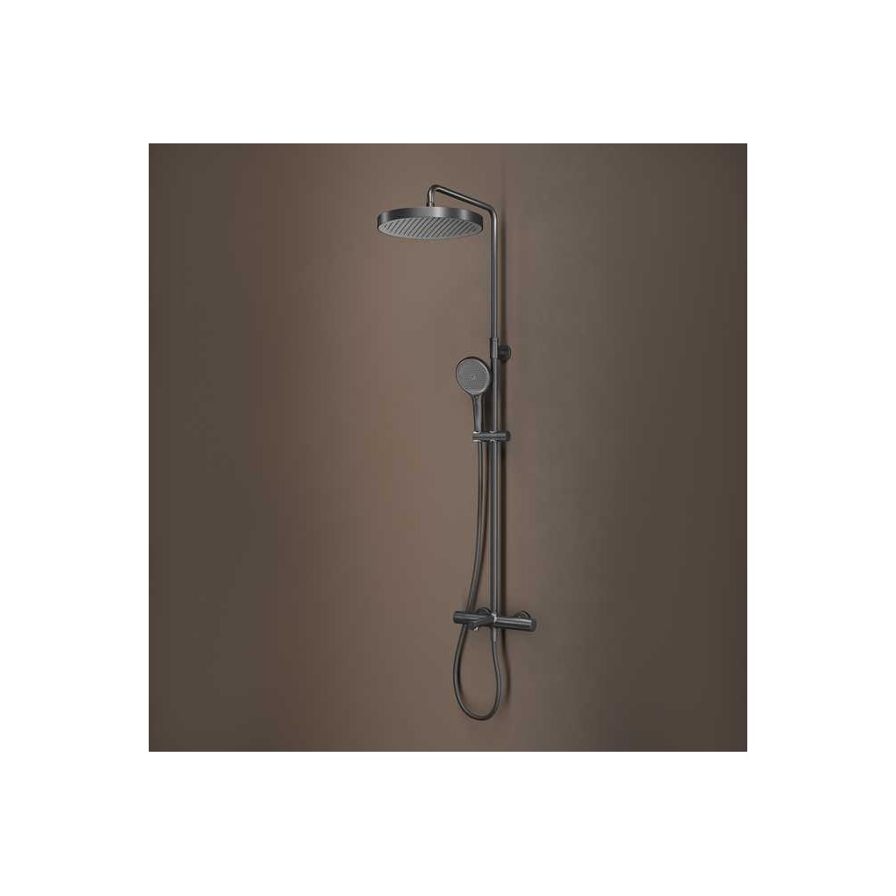 Изображение товара Душевая система IDDIS Duna с тропическим душем, изливом и термостатом, графит матовый DUNGMSTi06