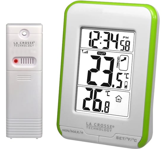 Изображение товара Термометр La Crosse Technology WS6810 с наружным датчиком, зеленый WS6810W-GREEN
