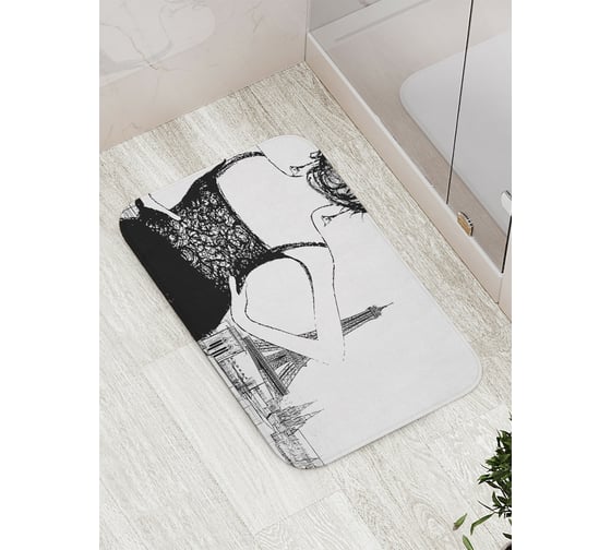 Изображение товара Коврик противоскользящий JoyArty "Парижская мадам" для ванной, сауны, бассейна, bath_17717