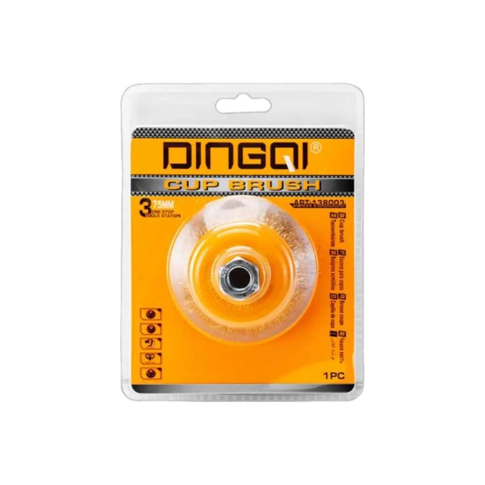 Изображение товара Щетка (крацовка) чашечная витая для УШМ DINGQI с гайкой 125мм 138105A