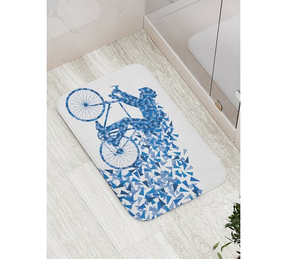 Изображение товара Коврик противоскользящий JoyArty "Шлейф велосипедиста" для ванной, сауны, бассейна, bath_18252