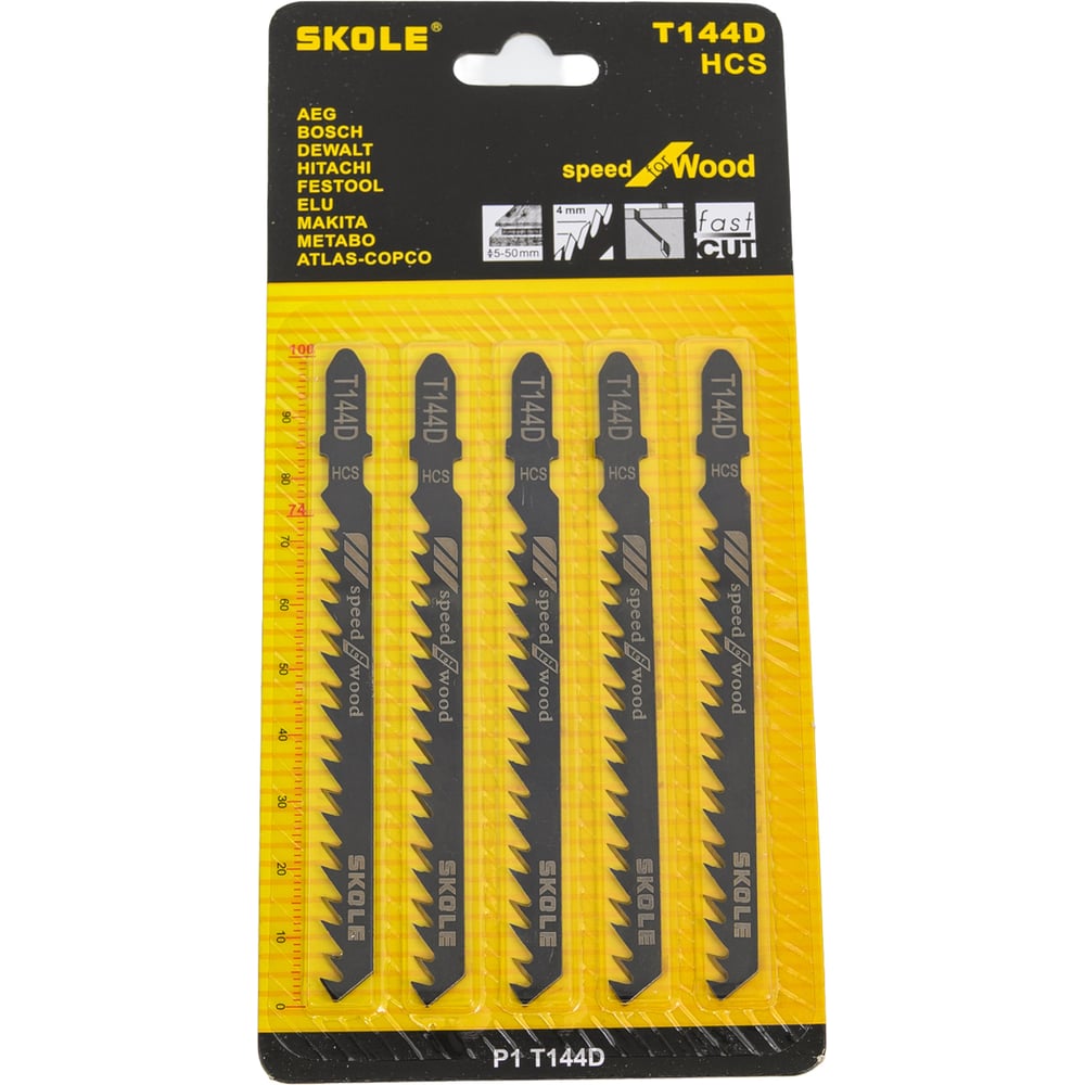 Изображение товара Пилки для электролобзика SKOLE T144D 50 шт для точных резов по дереву