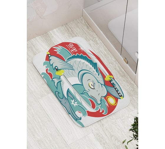 Изображение товара Коврик противоскользящий JoyArty "Рыба-ниндзя" для ванной, сауны, бассейна, bath_18261
