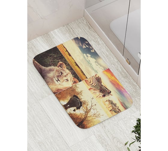 Изображение товара Коврик противоскользящий JoyArty "Красочное сафари" для ванной, сауны, бассейна, bath_18451