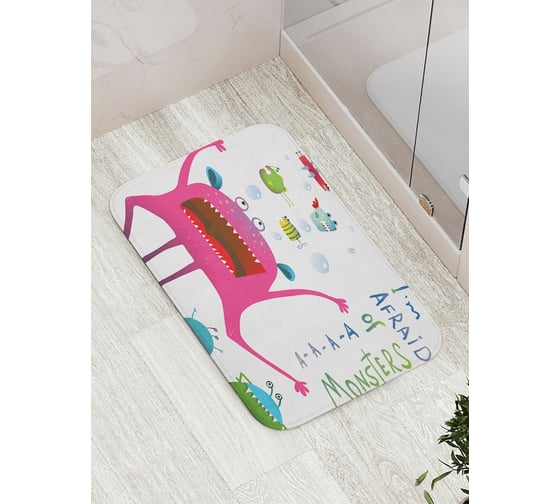 Изображение товара Коврик противоскользящий JoyArty "Боязнь монстров" для ванной, сауны, бассейна, bath_18516