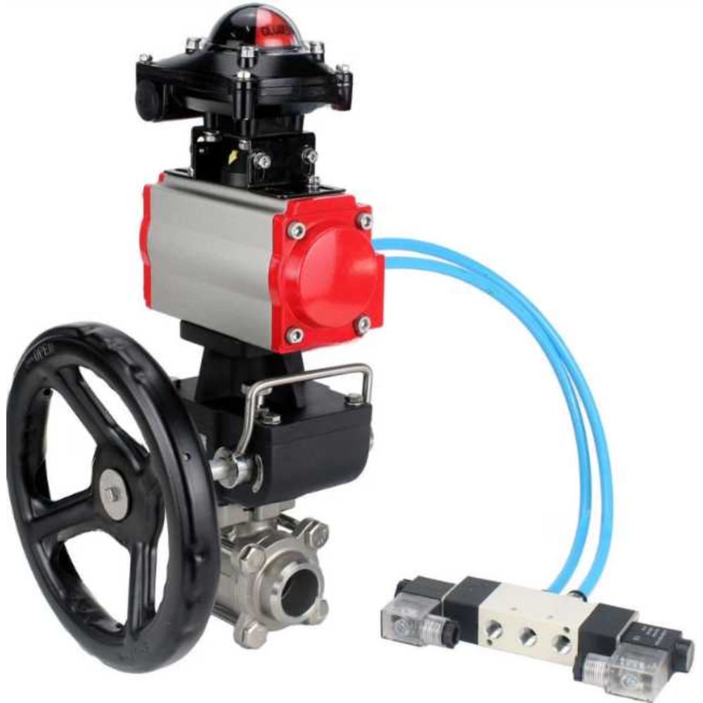 Изображение товара Кран DN.ru 316-316-PTFE-FP-W-ISO-H WDVF Ду25 Ру63 с пневмоприводом