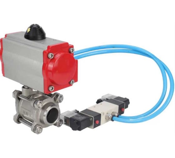 Изображение товара Кран DN.ru 316-316-PTFE-FP-W-ISO-H WDVF Ду20 Ру63 3-составной пневмопривод, пневмораспределитель D160-69194