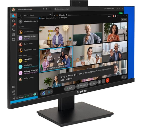 Изображение товара Монитор ExeGate со встроенной веб-камерой 23.8 SuperView EA2400 IPS LED Grade A+, FHD, 1920x1080 75Гц, 16:9, 250cd/m2, 1000:1, 178/178, 5ms, D-Sub, HDMI, 298878