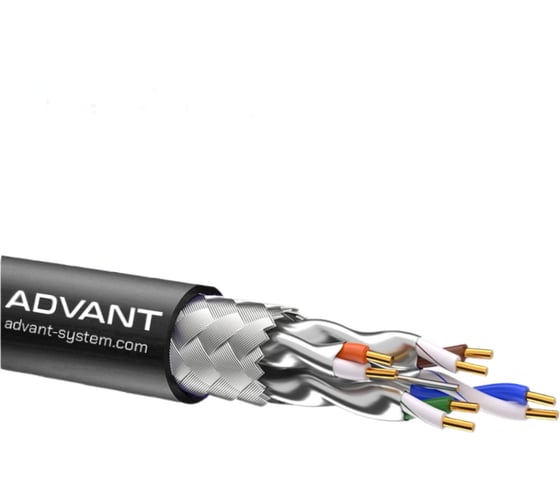 Изображение товара Кабель витая пара Advant кат. 6a, S/FTP, 4 пары(AWG23), одножильный, оболочка LSZH, цвет: чёрный, ADV6a-S23LBK (305m)