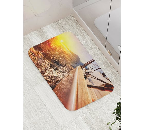 Изображение товара Коврик противоскользящий JoyArty "Закат на борту" для ванной, сауны, бассейна, bath_6987