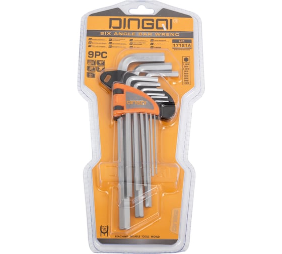 Изображение товара Набор средних шестигранных HEX ключей DINGQI 9 шт 17121A