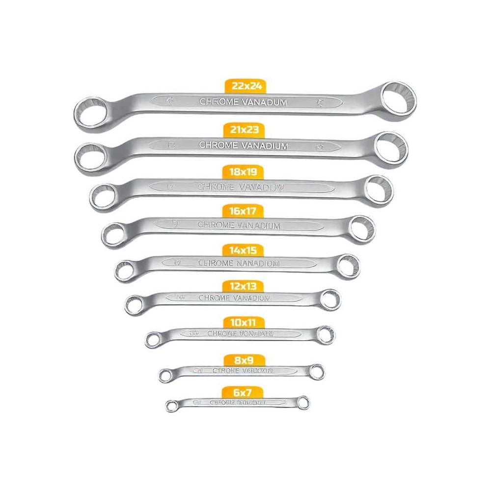 Изображение товара Набор ключей DINGQI 6-24 мм 9 штук профессиональный сталь CrV антикоррозийный