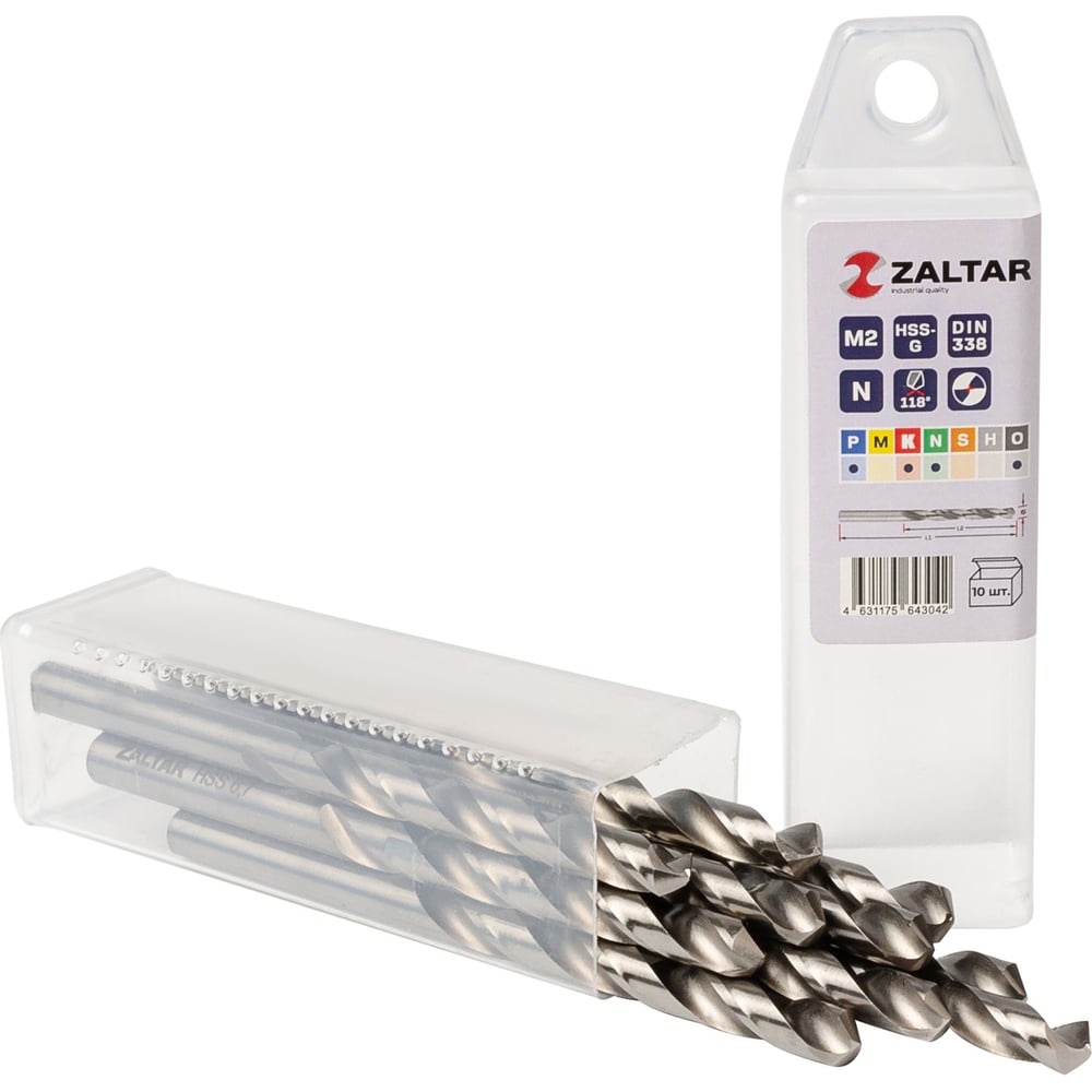 Изображение товара Сверло по металлу индустриальное ZALTAR 10 шт DIN 338 HSS-G 6.70 мм