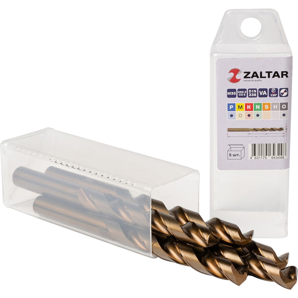 Изображение товара Сверло по металлу индустриальное ZALTAR 5 шт DIN 338 HSS-CO 10.5 мм