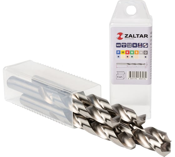 Изображение товара Сверло по металлу, индустриальное ZALTAR 5 шт, DIN 338, HSS-G, Тип N, 5xD, 12.50 мм ZA-73125-S5