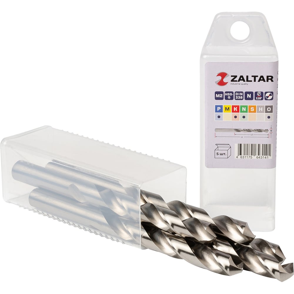 Изображение товара Сверло по металлу, индустриальное ZALTAR 5 шт, DIN 338, HSS-G, Тип N, 5xD, 11.00 мм ZA-73110-S5