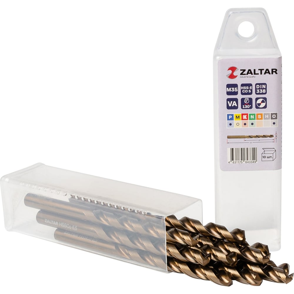 Изображение товара Сверло по металлу индустриальное ZALTAR 6.5 мм 10 шт DIN 338 HSS-CO