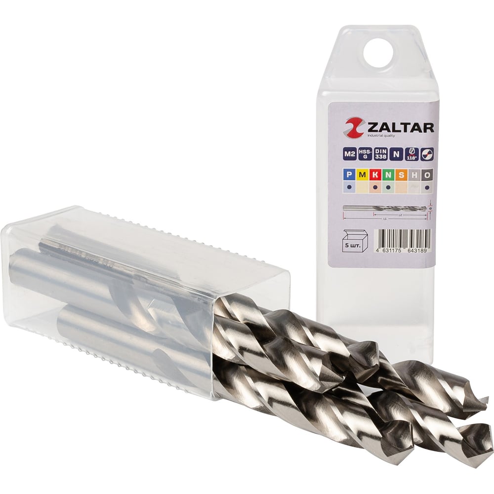 Изображение товара Сверло по металлу ZALTAR 5 шт, DIN 338, HSS-G, 13 мм