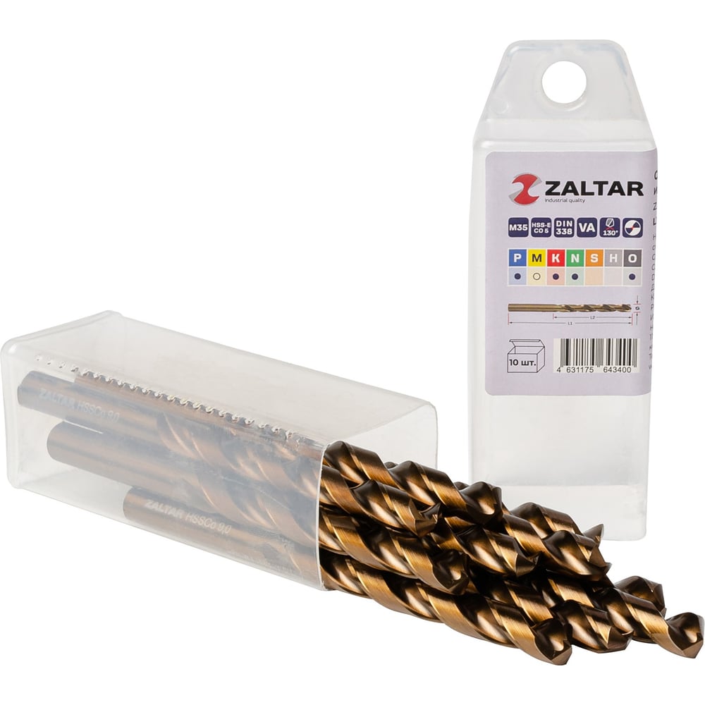 Изображение товара Сверло по металлу ZALTAR 10 шт DIN 338 HSS-CO 9 мм