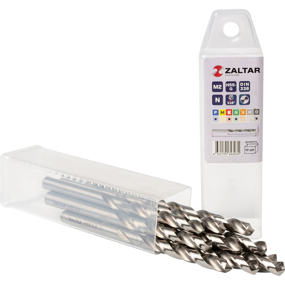 Изображение товара Сверло по металлу ZALTAR индустриальное 10 шт DIN 338 HSS-G 6,5 мм