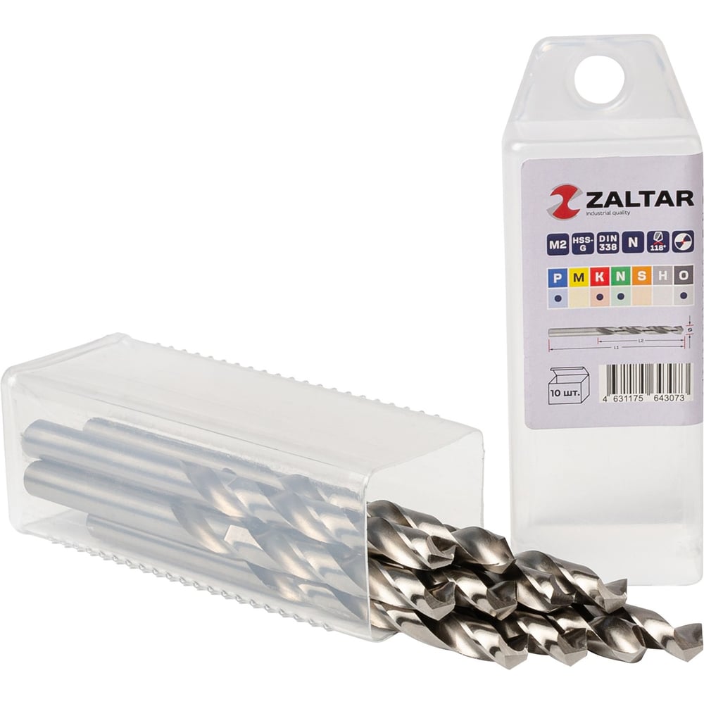 Изображение товара Сверло по металлу индустриальное ZALTAR 8 мм 10 шт DIN 338 HSS-G