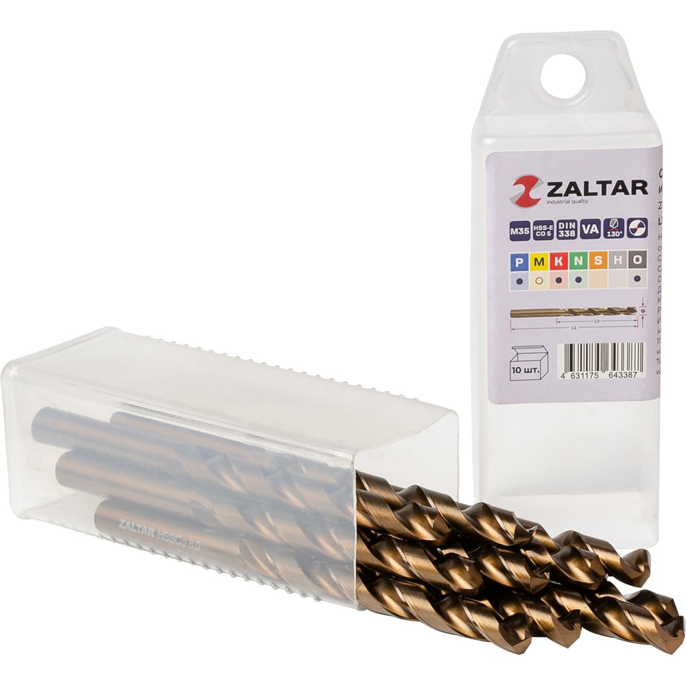 Изображение товара Сверло по металлу ZALTAR 10 шт, 8.00 мм, DIN 338