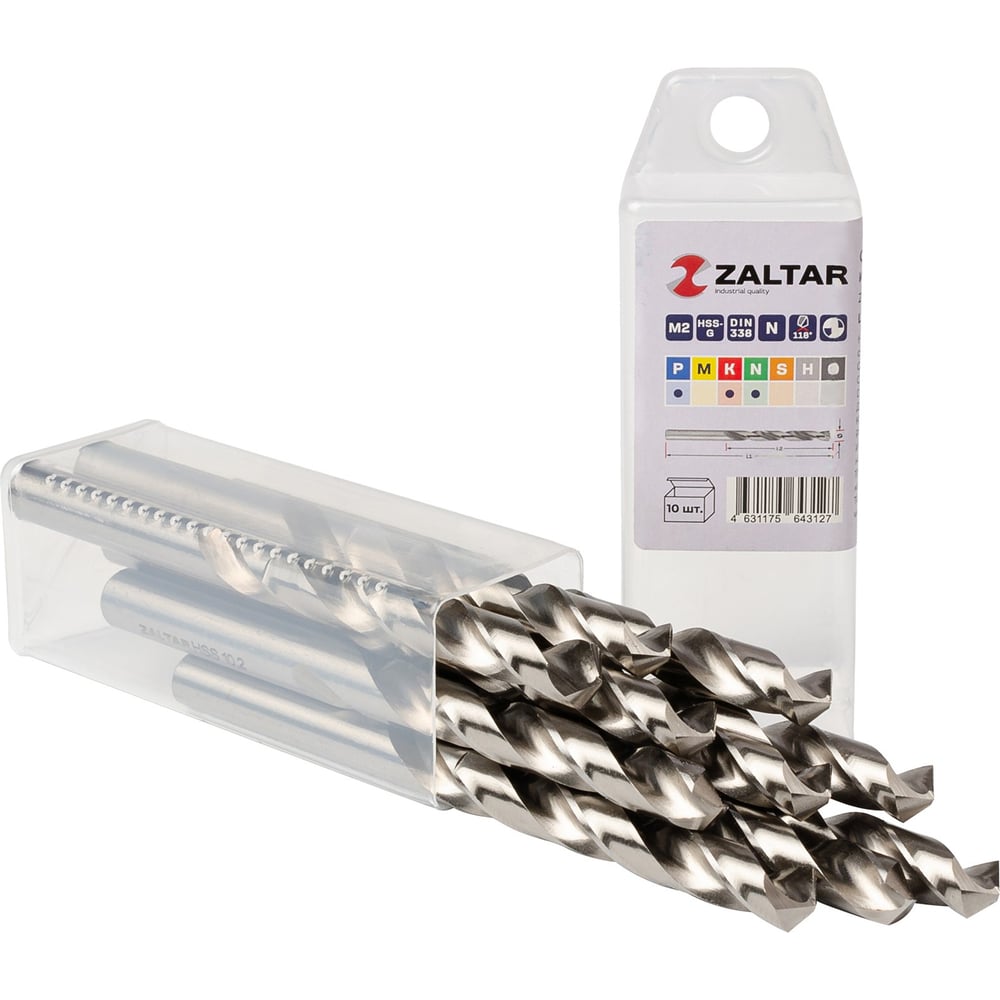 Изображение товара Сверло по металлу ZALTAR HSS-G 10,20 мм DIN 338 10 шт спиральное