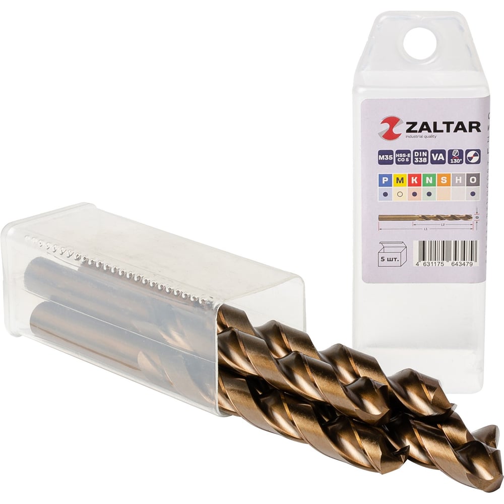 Изображение товара Сверло по металлу ZALTAR 12 мм 5 шт DIN 338 HSS-Co индустриальное