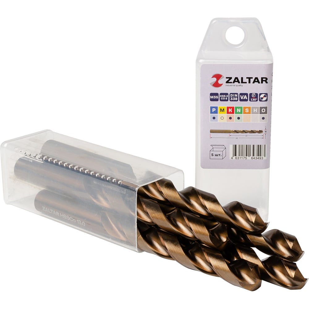 Изображение товара Сверло по металлу ZALTAR 13 мм 5 шт DIN 338 HSS-E Co5 индустриальное