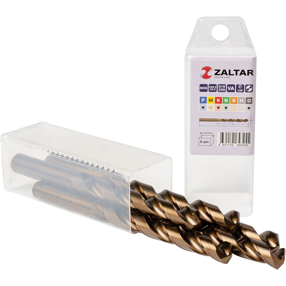 Изображение товара Индустриальное сверло по металлу ZALTAR 11 мм, HSS-E Co5, 5 шт