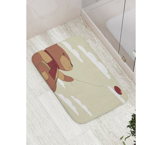 Изображение товара Коврик противоскользящий JoyArty "Мишка с шариком" для ванной, сауны, бассейна, bath_9550