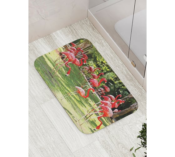 Изображение товара Коврик противоскользящий JoyArty "Декоративные фламинго" для ванной, сауны, бассейна, bath_9448