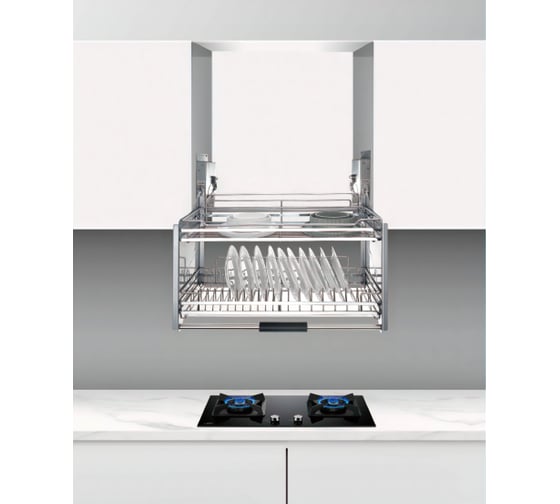 Изображение товара Выдвижная корзина Mebax для посуды 2-х уровн. мм, (хром. железо) + поддон, модуль 700мм, 660х260х545 00-00003243