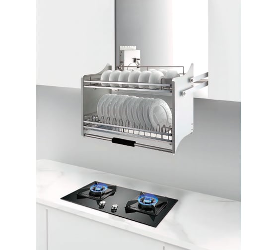 Изображение товара Выдвижная корзина Mebax для посуды 2-х уровн. мм, (хром. железо) + 2 поддона, модуль 700мм, 660х260х545 00-00003246