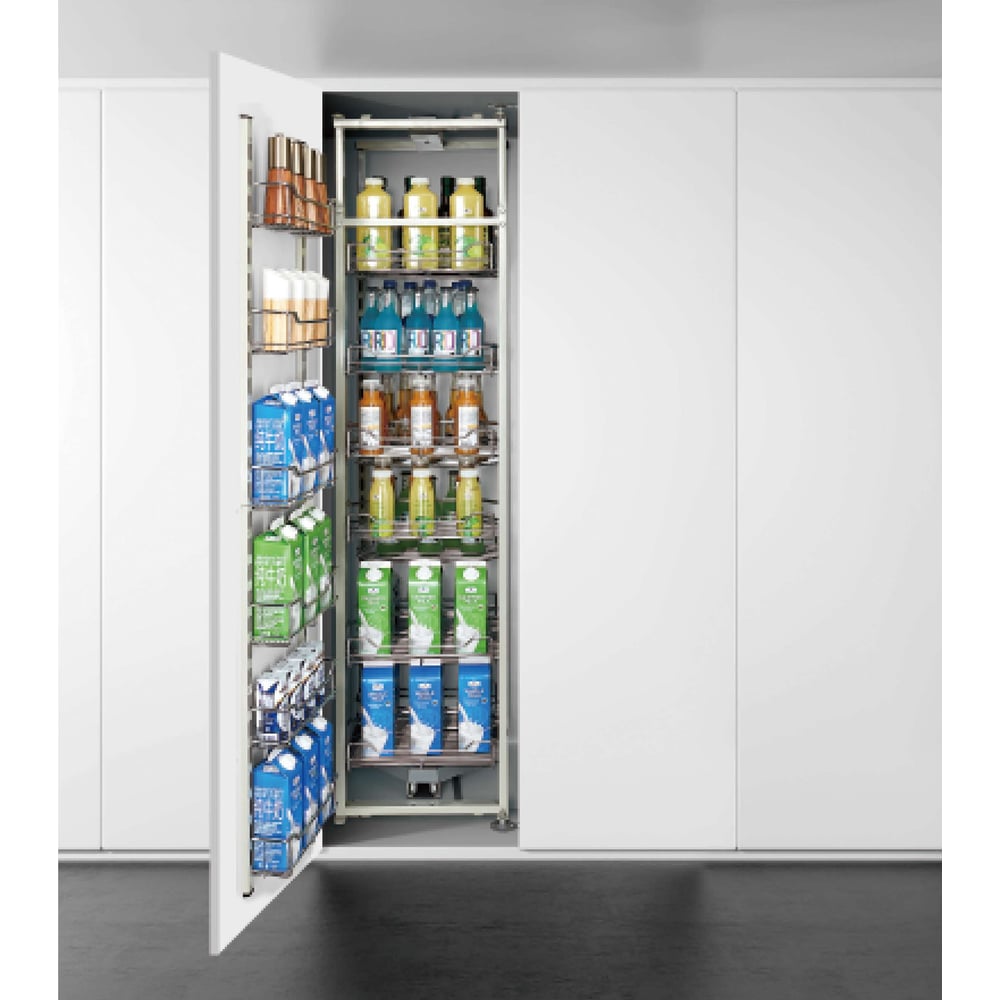 Изображение товара Выдвижная колонна Mebax 6 корзин + навесные 6 корзин модуль 500мм хром сталь