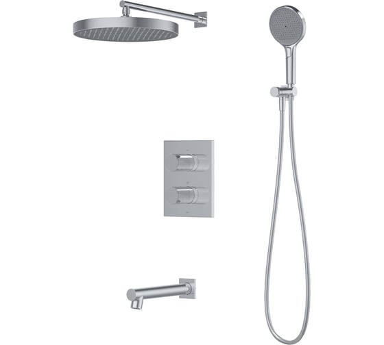 Изображение товара Душевая система с тропическим, ручным душем и изливом IDDIS Duna с термостатом, глянцевый хром DUNSBSTi68