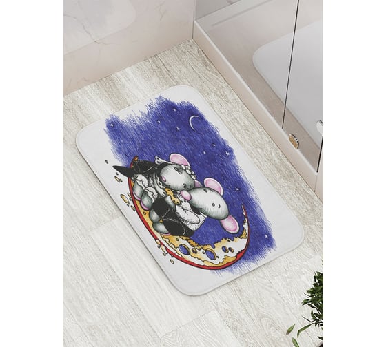 Изображение товара Коврик противоскользящий JoyArty "Мышки на сыре" для ванной, сауны, бассейна, bath_14821