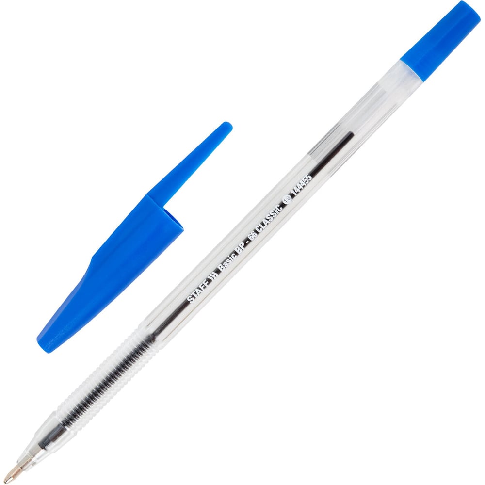 Изображение товара Ручка шариковая Basic BP-66 CLASSIC Staff, СИНЯЯ, корпус прозрачный, 1 мм, линия 0,5 мм 50 шт 144455