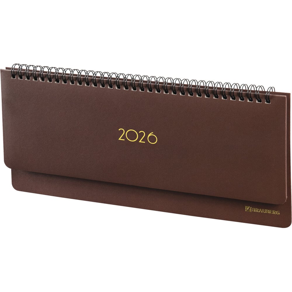 Изображение товара Планинг датированный BRAUBERG 2026 305x140мм Select, под кожу, коричневый