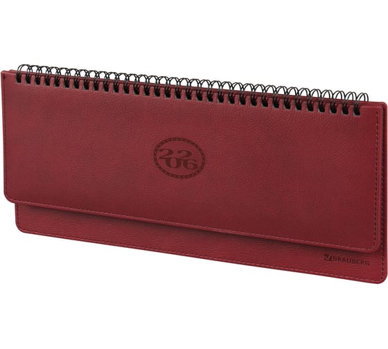 Изображение товара Планинг датированный BRAUBERG 2026 305x140мм Favorite, под кожу, бордовый 117220