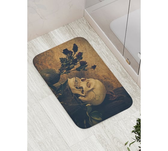 Изображение товара Коврик противоскользящий JoyArty "Натюрморт с черепом" для ванной, сауны, бассейна, bath_15433