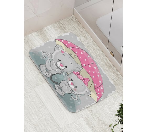 Изображение товара Коврик противоскользящий JoyArty "Котики прячутся под зонтом" для ванной, сауны, бассейна, bath_15496