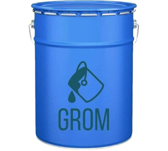 Изображение товара Краска для пола износостойкая по бетону, дереву, металлу GROM быстросохнущая, глянцевая, акриловая, эмаль, цвет черный, 10 кг 58943