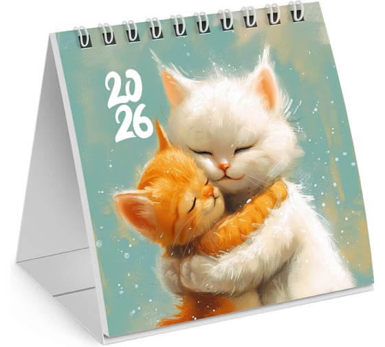 Изображение товара Календарь-домик настольный BRAUBERG Котики на гребне, 2026г, 101x101мм 117274