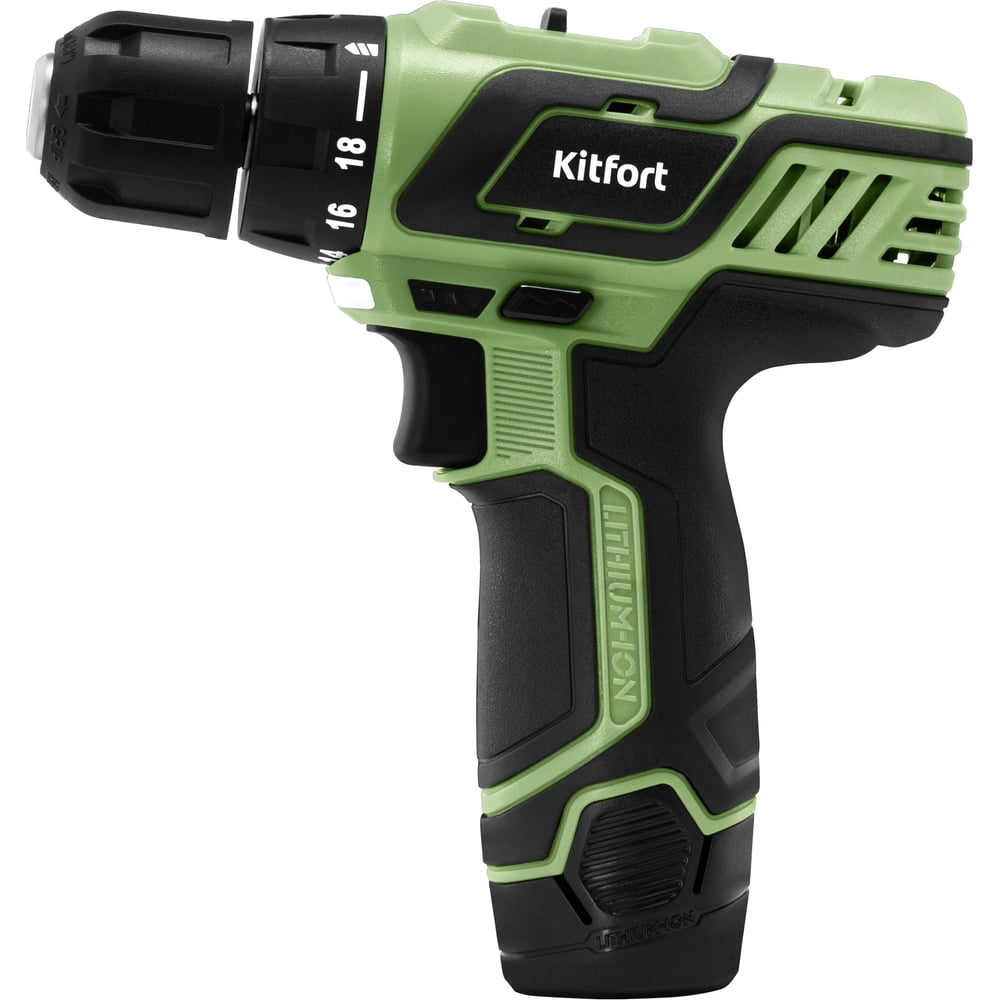 Изображение товара Аккумуляторная дрель-шуруповерт Kitfort КТ-6494 12В бесщеточный, 2 скорости, подсветка