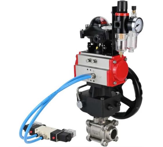 Изображение товара Кран DN.ru 316-316-PTFE-FP-W-ISO-H WDVF Ду32 Ру63 пн.привод, пн.распр, БКВ, дублёр, БПВ D160-69158