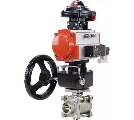 Изображение товара Кран DN.ru 316-316-PTFE-FP-W-ISO-H WDVF Ду32 Ру63 пневмопривод, пневмораспр., БКВ, дублёр D160-69044