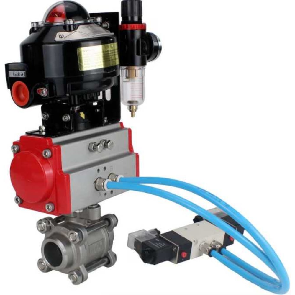 Изображение товара Кран DN.ru 316-316-PTFE-FP-W-ISO-H WDVF Ду32 пневмопривод разборный